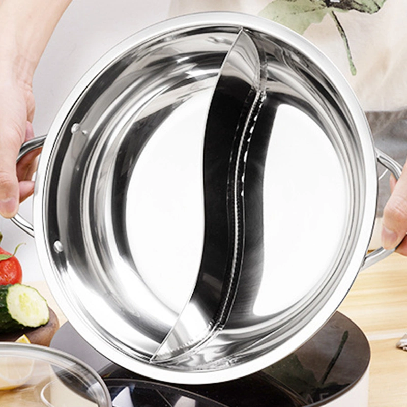 Kitchenware Stainless Steel Hot Pot Two-Flavor Hot Pot Soup Pot for Induction Gas Electric